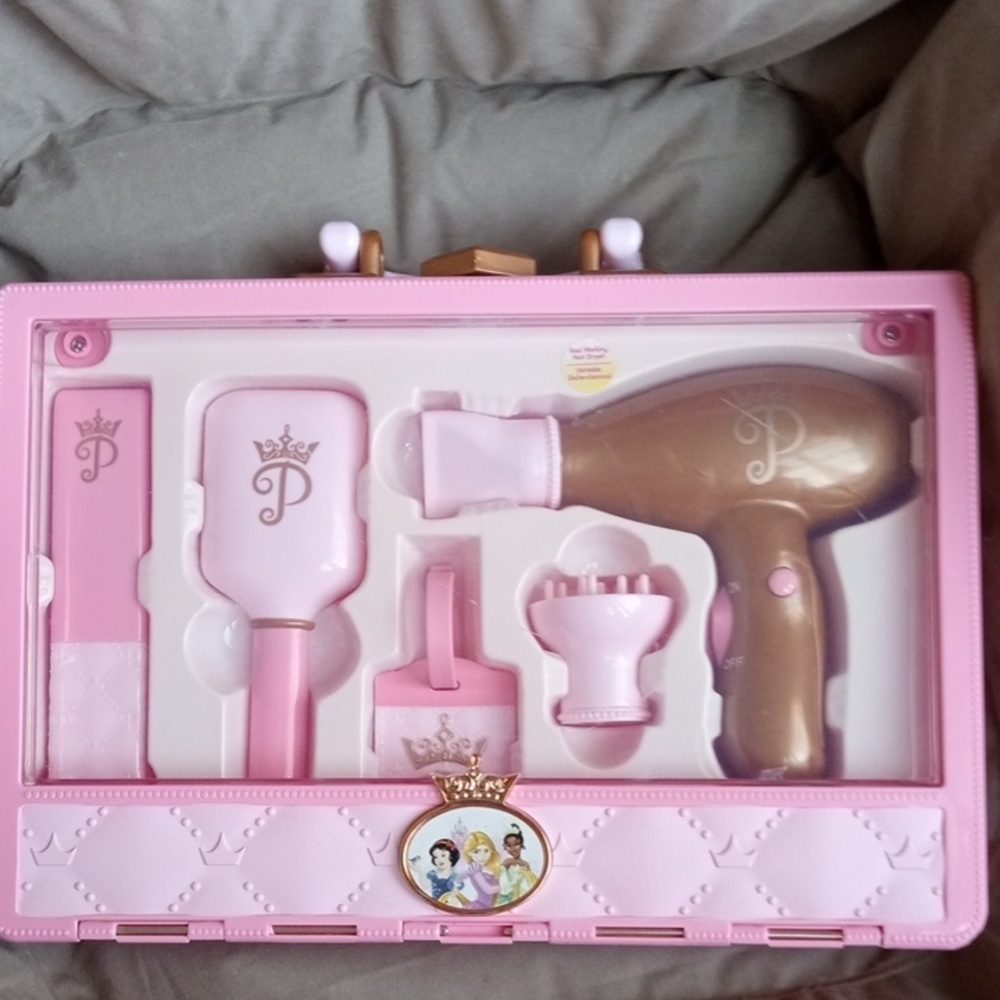 Disney Princess Hair Styling Set Toy Pink Pretend Play Kids Beauty Salon Kit